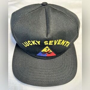NWOT Vintage US Army 7th Armored Division THE LUCKY SEVENTH AADCO SnapBack Cap